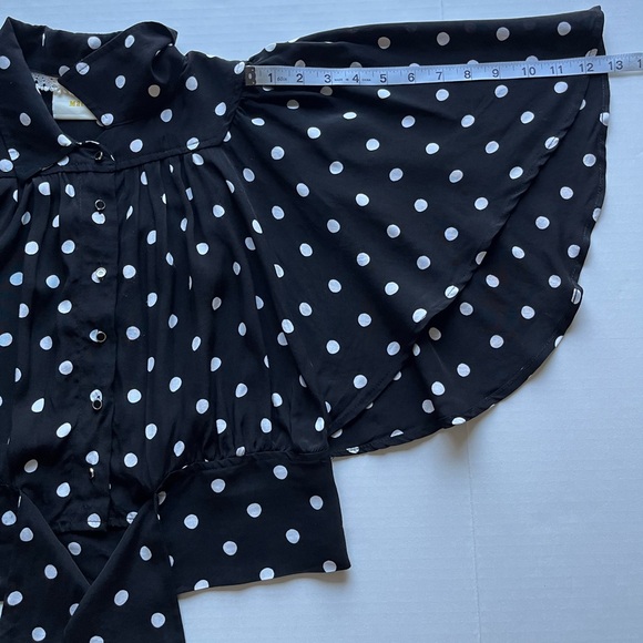 Anthropologie Maeve Canna Polka Dot Tie Waist Flutter Kimono Sleeve Blouse 6 - Picture 10 of 15